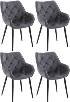 Set de 4 sillas con patas de metal y asiento en terciopelo gris oscuro