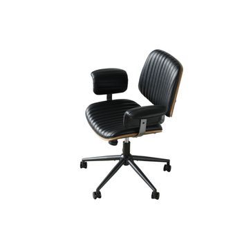 Silla De Oficina Ergonómica Ajustable En Altura Con Reposabrazos Acolchados, Cuero Pu, Negro