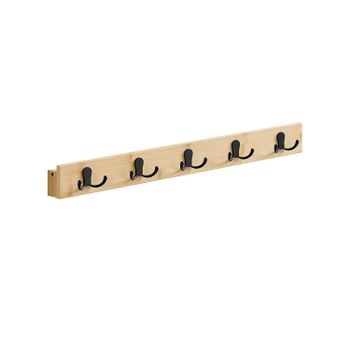 Colgador de Pared con Estante y 5 Ganchos de Metal, Beige Natural / 1