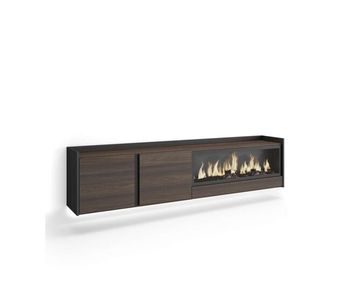 Mueble tv pujerra-01 suspendido con chimenea y led