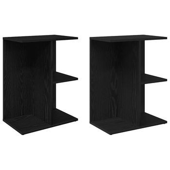Pack 2 Uds Mesitas De Noche | Mesilla De Noche Madera De Ingeniería Roble Negro