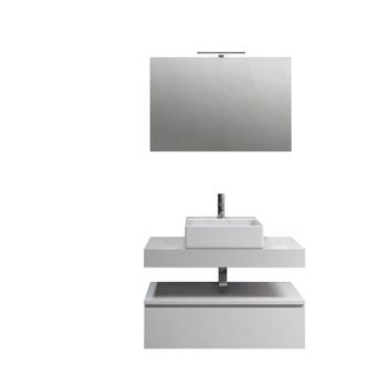 Mueble de baño de 5 piezas en melamina blanco mate