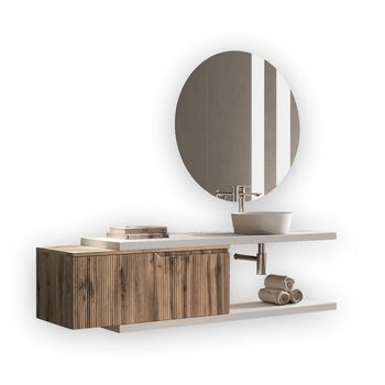 Composición Baño 5 Piezas Venere Blanco/roble En Mdf
