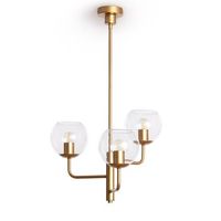 lampara colgante metal y cristal tribubble dorado