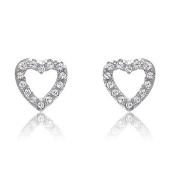 Pendientes corazón plata 925 con piedra engastada