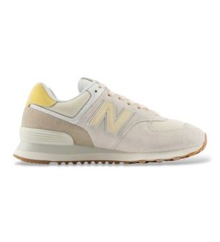New Balance para mujer. W574V2_LI Zapatillas de piel 574 crudo (37.5), Beige, Plano, Ante, Cordones, Casual