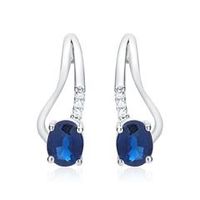 14 quilates pendientes de oro blanco 6 diamantes 2 zafiros