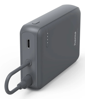 POWERBANK HAMA POWER PACK 10000 mAh 2xUSB-C INDICADOR DE CARGA CABLE INTEGRADO ANTRACITA