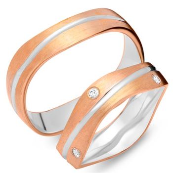 Alianzas 14 quilates oro rojo-blanco 6 diamantes