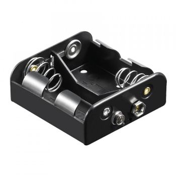 Goobay Portapilas para 2 Pilas FR14/HR14/LR14 Negro