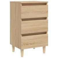 mesita de noche  mesa auxiliar  mesilla patas madera maciza roble sonoma 40x35x69 cm