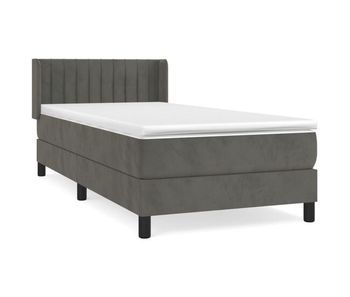 Cama box spring con colchón terciopelo gris oscuro 100x200 cm rayas verticales
