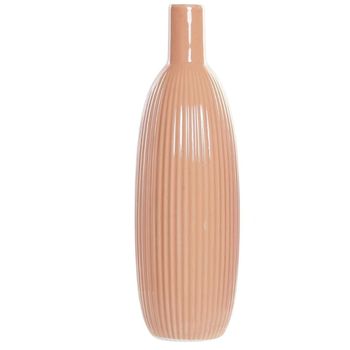 Jarrón porcelana estriado salmón 10x32x10 cm