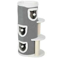 pawhut torre para gatos de 4 niveles rascador estable con postes rascadores de sisal y borde de felpa 2 plataformas 50x36x101cm gris   aosom espana