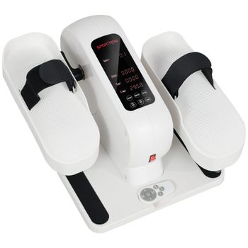 SPORTNOW Pedalier de apartamento elíptico de escritorio, pantalla LCD, mando a distancia y 12 velocidades ajustables, 45 x 42 x 26 cm, blanco