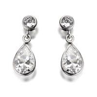 9ct White Gold Cubic Zirconia Drop Earrings - 14mm drop - EXCLUSIVE - G3009