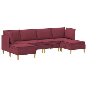Juego De Sofá Modular Con Almacenamiento 6 Uds. Rojo Vino Tela Vidaxl