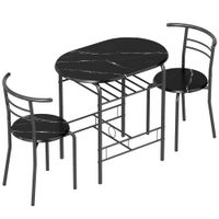 homcom set de mesa moderna con 2 sillas para comedor set 3 piezas muebles ahorraespacio para cocina balcon restaurante o bar marron y negro
