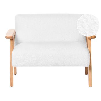 Sofá Infantil Tapizado De Bouclé Con Reposabrazos Para Niños Pequeños Blanco Lalmo