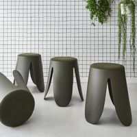 taburetes apilable de borreguito texturizado set de 4 kaki oscuro