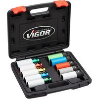 vigor v631210 juego de llaves de vaso de impacto rcuadrado hueco 12 pulgadas 125 mm r perfil de hexagono exterior perfil especial hibrido de tornillos de rueda r numero de herramientas 10