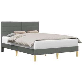 Estructura De Cama Con Cabecera Gris Oscuro 140 X 190 Cm Tela Vidaxl