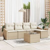 conjunto de sofa de jardin set de 6 beige ratan y poliester v6314 unico  beige