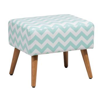 Reposapiés Asiento De Algodón Verde Menta Patas De Madera Patrón Oriental Estilo Escandinavo Manteo