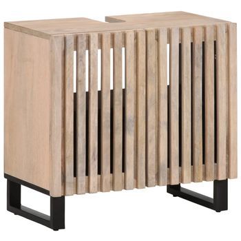 Armario De Lavabo Para Baño Madera Maciza De Mango 62x34x58 Cm Vidaxl