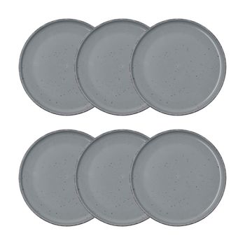 Set 6 platos llanos cerámica gris 26,5 cm