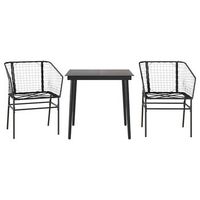 muebles de jardin 3 uds ratan sintetico vidrio negro cfw234155