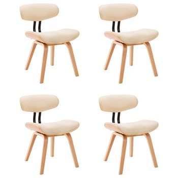 Sillas De Comedor 4 Uds Madera Curvada Y Cuero Sintético Crema Vidaxl