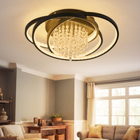 lampara de techo led redonda moderna negro luz blanca calida de 3000k 40w lampara de cristal para pasillo sala de estar oficina o estudio zmh