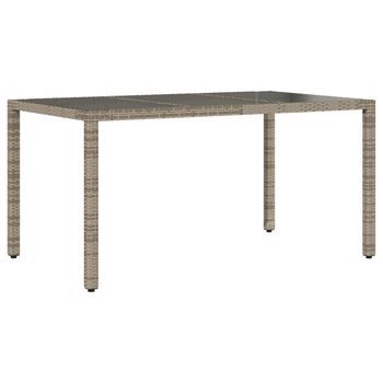 Mesa De Jardín | Mesa De Exterior Superficie De Vidrio Ratán Pe Gris 150x90x75 Cm