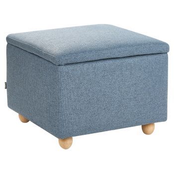 Puf Con Almacenaje Taburete Tapizado Asiento Para Pasillo Azul Ferndale