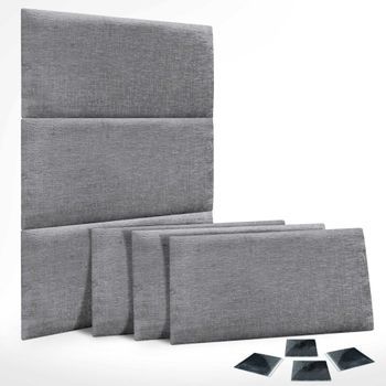 Dhome Juego De 6 Paneles Tapizados De Lana Ecológica Pack Autoadhesivos Para Pared Acústicos Absorbentes Protección (gris, 50x30cm, X6)