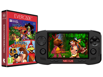 Consola retro portátil - Koch Media Evercade Nexus and Banjokazooie Double Pack, 4 GB, Negro + Funda de regalo