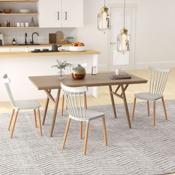Sillas De Comedor De Pp Madera De Haya Homcom 48x52,5x83 Cm - Gris