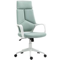 homcom silla de oficina en tela con balanceo altura ajustable y asiento giratorio 63x63x117-127 cm verde