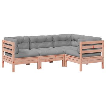 Set De Sofás Jardín 4 Uds | Juego De Muebles De Jardín Con Cojines Madera Abeto Douglas Cfw7918514