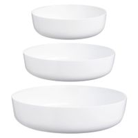 set 3 fuentes vidrio opal blancas 18-22-26 cm