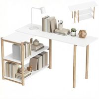 escritorio plegable para ordenador de mdf y bambu convertible en l 1502 cm  blanco y roble