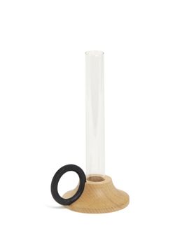 Soliflore de madera y vidrio con tirador negro
