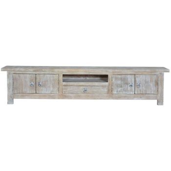 Mueble tv en madera de mango blanco envejecido