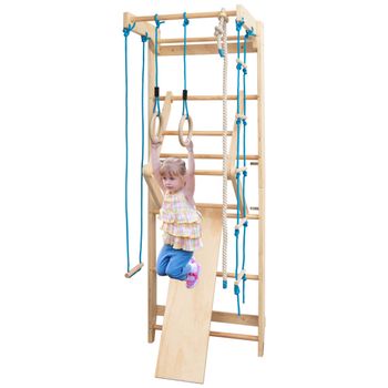 Costway Espalderas Escalera de Gimnasia para Niños de Madera para Elongación Muscular y Alivio Dolor para Casa Gimnasio Jardín 80 x 58,5 x 220 cm