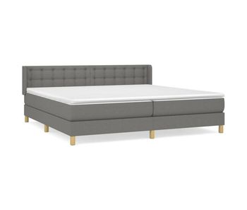 Cama box spring con colchón tela gris oscuro 160x200 cm botones