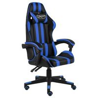 silla gaming de cuero sintetico negro y azul vidaxl