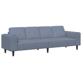 Sofá Azul 250 X 77 X 76 Cm Tela De Pana Vidaxl
