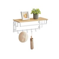 perchero de pared con 5 ganchos roble dorado  blanco nube