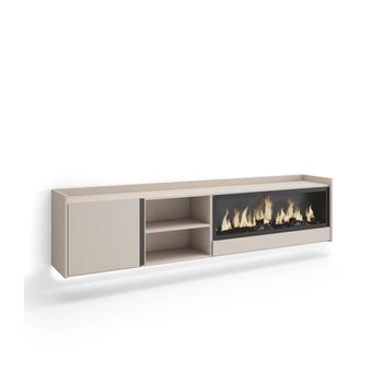 Mueble Tv Montecorto-01 Suspendido Con Chimenea Y Led